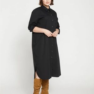 NWT - Universal Standard stretch poplin Shirtdress, Black, size XS = 10-12